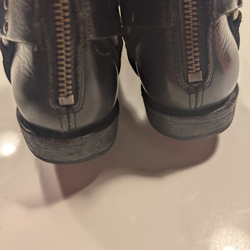 Frye Black Leather Harness Ankle Boots - Picture 3 of 9